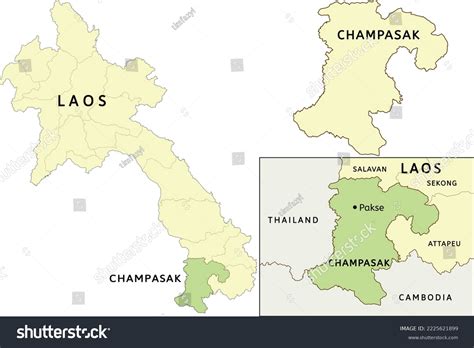 Champasak Province Location On Map Laos Stock Vector Royalty Free