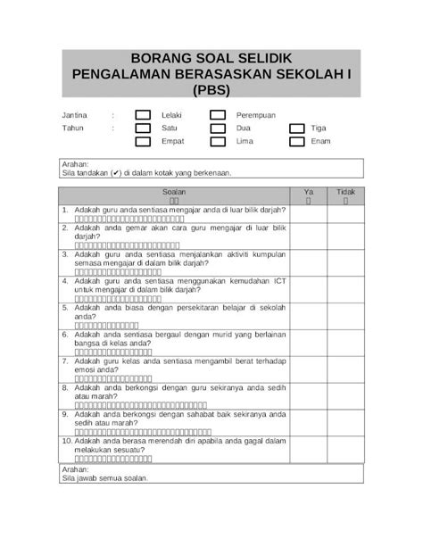 Docx Borang Soal Selidik Dokumen Tips