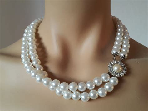 Pearl Necklace Wedding Necklace Bridal Jewelry With Etsy