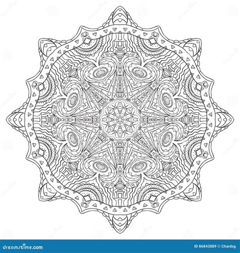 Mandala Del Vector Ornamento De La Flor Elemento Drenado Mano Para