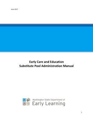 Fillable Online Early Care And Education Substitute Pool Dcyf Wa