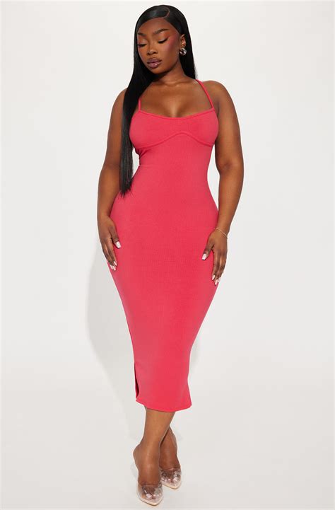 Mercedes Snatched Midi Dress Raspberry Fashion Nova