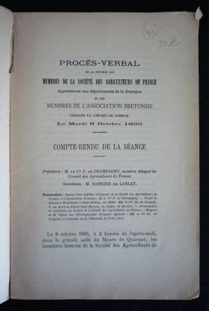 Proc S Verbal De La R Union Des Membres De La Soci T Des Agriculteurs