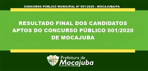 RESULTADO FINAL DOS CANDIDATOS APTOS DO CONCURSO PÚBLICO 001 2020 DE