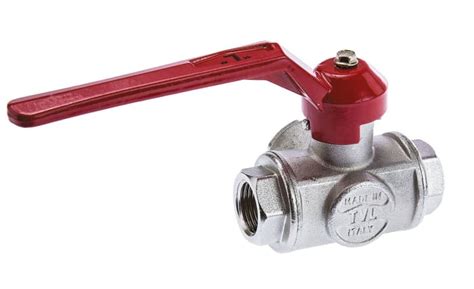 RS PRO RS PRO Brass Reduced Bore 3 Way Ball Valve BSPP 12 7mm