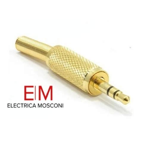 Conector Ficha Miniplug Macho 3 5 Mm Estereo Metálico Dorado Shopee