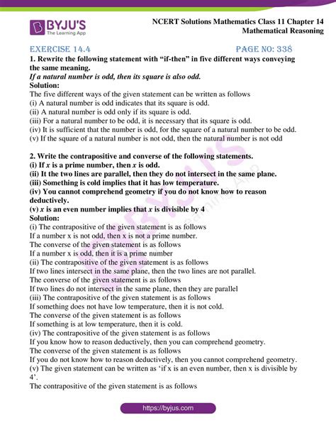 NCERT Solutions Class 11 Maths Chapter 14 Mathematical Reasoning Ex 14