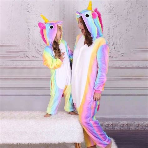 Unicorn Rainbow Hoodie Onesies Pajamas For Mom And Me In 2020 Mommy