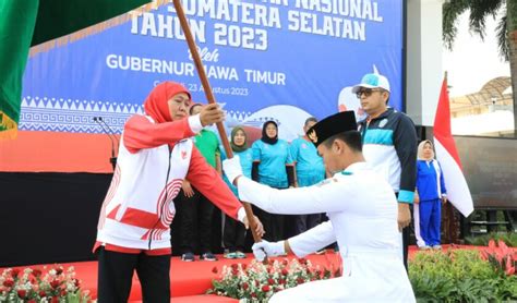 Khofifah Harapkan Kontingen Jatim Juara Umum Popnas XVI 2023 Suara