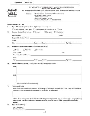 Fillable Online Denr Sd Sd Eform Ld V Sd Denr State Of South