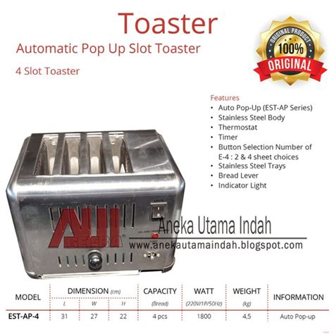 Jual Getra EST AP 4 Automatic Pop Up Slot Toaster Mesin Pemanggang