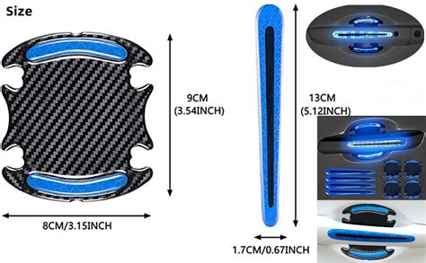 8Pieces Universal 3D Carbon Fiber Auto Door Handle Scratch Protection