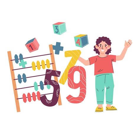 Clases De Matemáticas Para Niños Niño Feliz Con Números Aprendiendo