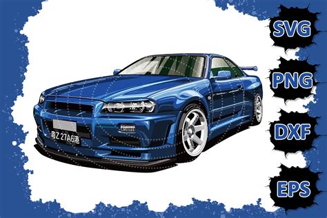 Nissan Skyline R34 Car Vector Cut File Silhouette Vinyl Etsy