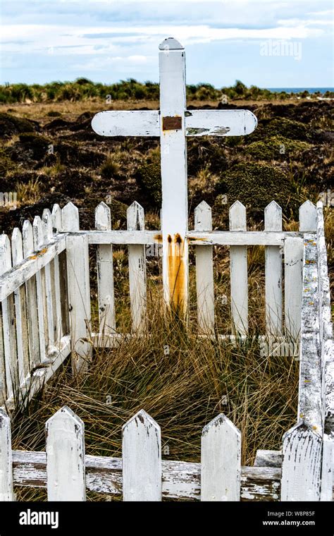 Picket Fence And Cross At Grave Of Frenchman Alexander Dugas Who