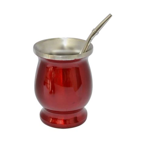 Mate Térmico De Acero Inoxidable Con Bombilla Rojo Tienda Clic