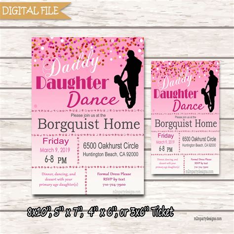 Daddy Daughter Dance Invitations Ticket or Flyer, Dance Invitation ...