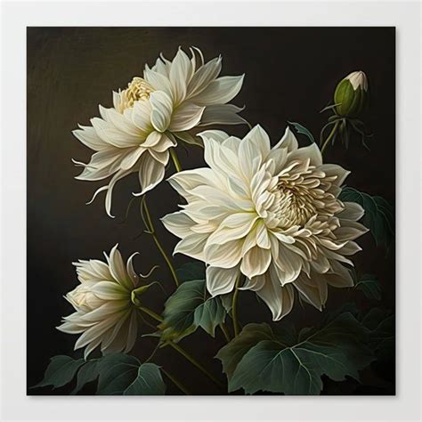 Shop White Dahlia Flowers Canvas Print By Vanoverdesigns On Society6