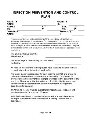 Infection Prevention And Control Plan Facility Name Doc Template