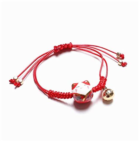 Eatingbiting Feng Shui Lucky Red Ceramics Cat Bracelet Maneki Neko