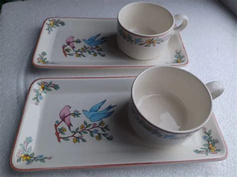 Duo De Tasses D Jeuner En Fa Ence De Gien D Cor Les Amoureux Eur