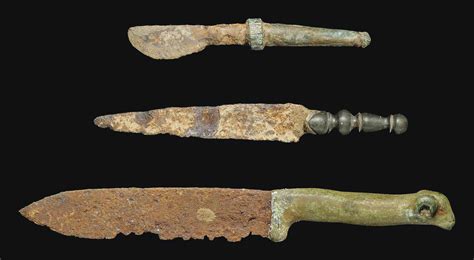 Three Roman Bronze And Iron Knives Circa 2nd 3rd Century Ad