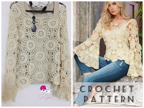 Crochet BELL Long SLEEVE Top PATTERN Pdf Crop Sweater Etsy Australia