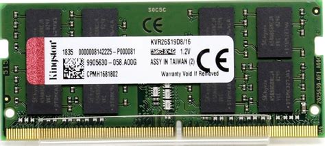 Модуль памяти SO-DIMM Kingston DDR4 16GB 2666MHz (KVR26S19D8/16) купить ...