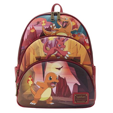 Pokemon Loungefly Mini Backpack Charmander Evolutions Triple Pocket