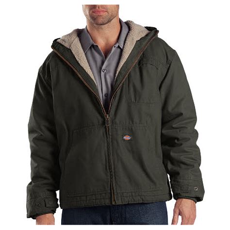 Dickies Mens Sanded Duck Sherpa Lined Hooded Jacket Dickies Tj350rbv