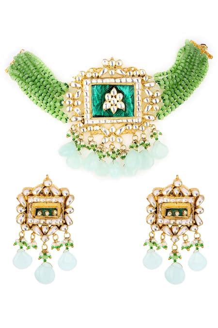 Buy Gold Plated Kundan Multi Layered Choker Set By Auraa Trends Online