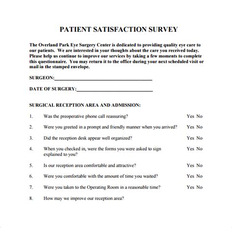 Printable Patient Satisfaction Survey Template Printable Templates