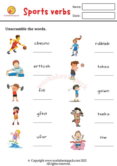 Sports Verbs Vocabulary Worksheets Printable And Online Worksheets Pack