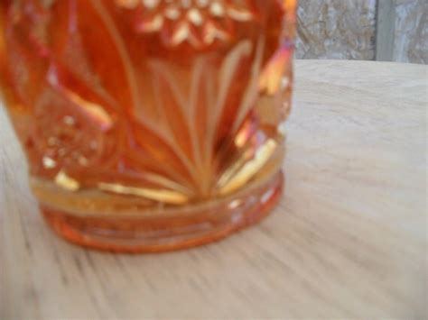 Imperial Carnival Glass Fashion Marigold Pitcher And 3 Glasses