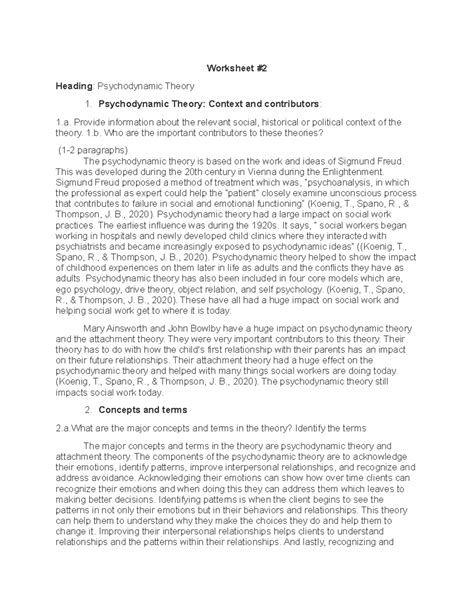 Theory Worksheet 2 Due 10 24 24 Worksheet Heading Psychodynamic Theory Psychodynamic