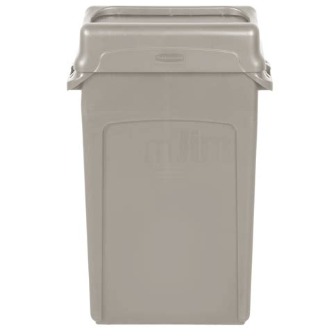 Rubbermaid Slim Jim Qt Gallon Beige Rectangular Trash Can With