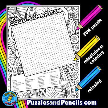 The Good Samaritan Word Search Puzzle With Coloring Parables Of Jesus