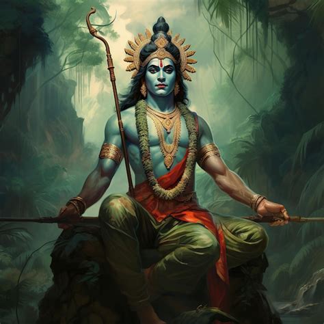 Premium Photo | Lord Rama with bow arrow for Shree Ram Navami Generative Ai