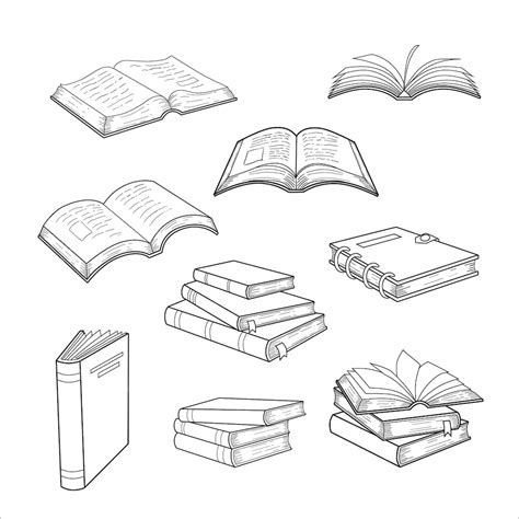premium vector hand drawing books set drawn sketch  literature