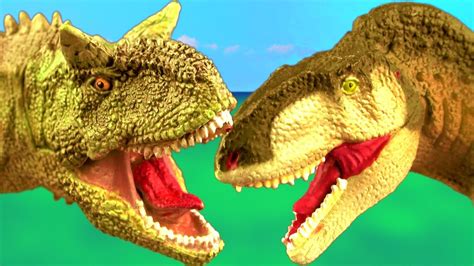 Dinosaur Fight Carnotaurus Vs Acrocanthosaurus Battle T Rex Jurassic รบ