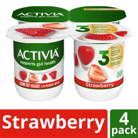 Qfc Activia Strawberry Lowfat Probiotic Yogurt 4 Pack 4 Ct 4 Oz