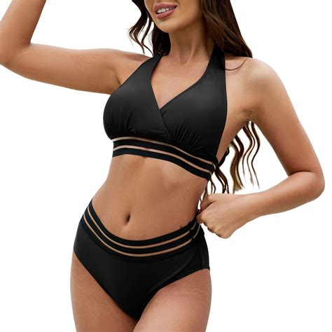 Zhaghmin Solid Color Bikini Set Women Push Up Halter Swimsuit