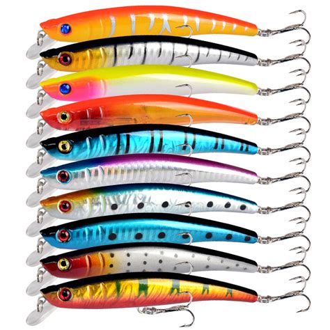 10pcs Lot Fishing Lures 10 Colors Lifelike Hard Baits High Quality