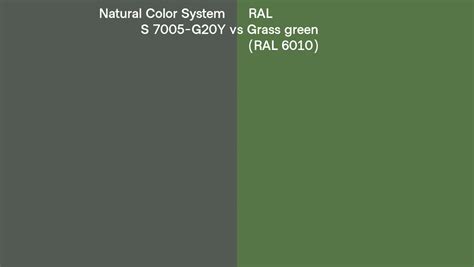 Natural Color System S 7005 G20y Vs Ral Grass Green Ral 6010 Side By Side Comparison