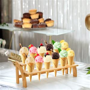 Amazon Peohud 2 Pack Bamboo Ice Cream Cone Holder 2 Layers Waffle