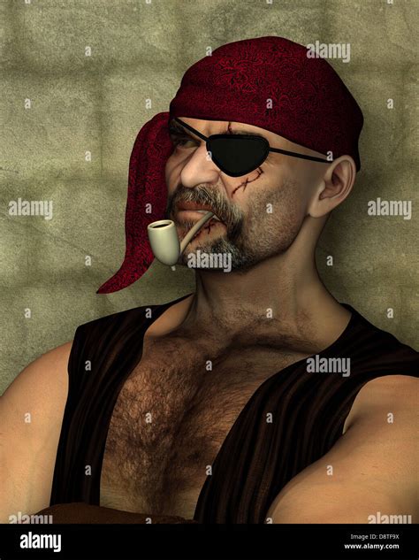 Old Pirate With Clay Pipe Stock Photo Alamy