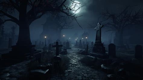 Premium Photo Dark Cemetery A Spooky Horror Game In The Night