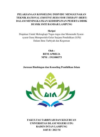 PELAKSANAAN KONSELING INDIVIDU MENGGUNAKAN TEKNIK RATIONAL EMOTIVE