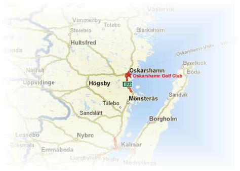 Sweden Golf Courses - South East Swedish Golf Courses - Oskarshamn Golf Club Map