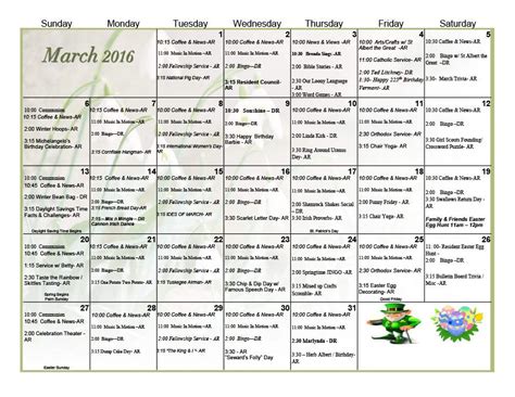 Activity Calendar Ideas For Nursing Homes - Printable Calendars AT A GLANCE